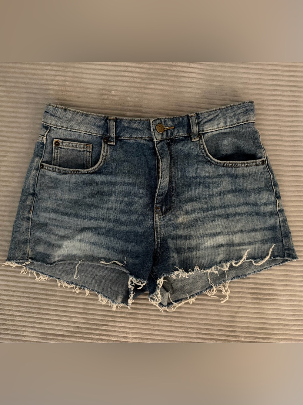 BDG Light Blue Distressed Denim Cutoff Shorts